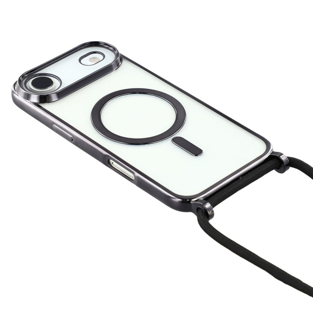 EIDERWOOD iPhone Air Fleksibelt Plast Deksel med Justerbar Stropp - MagSafe Kompatibel - Gjennomsiktig / Svart