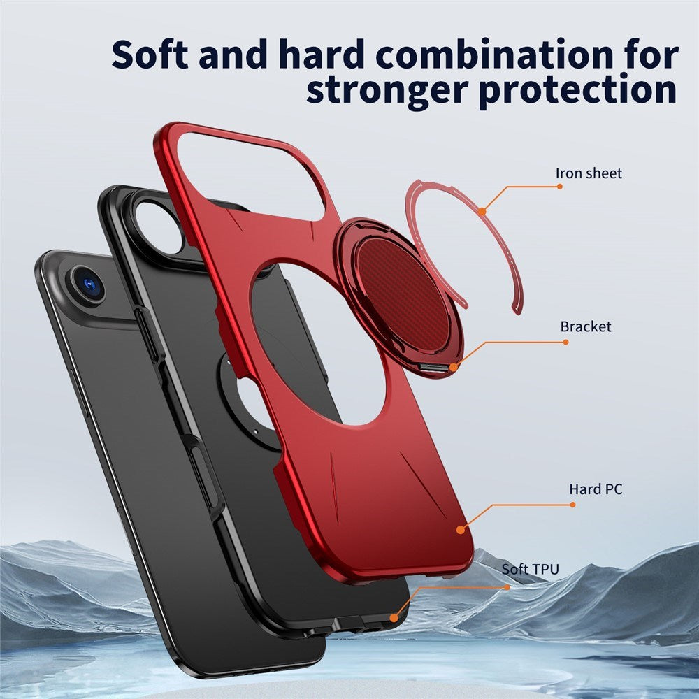 EIDERWOOD iPhone Air Deksel med Roterende Kickstand – Rød