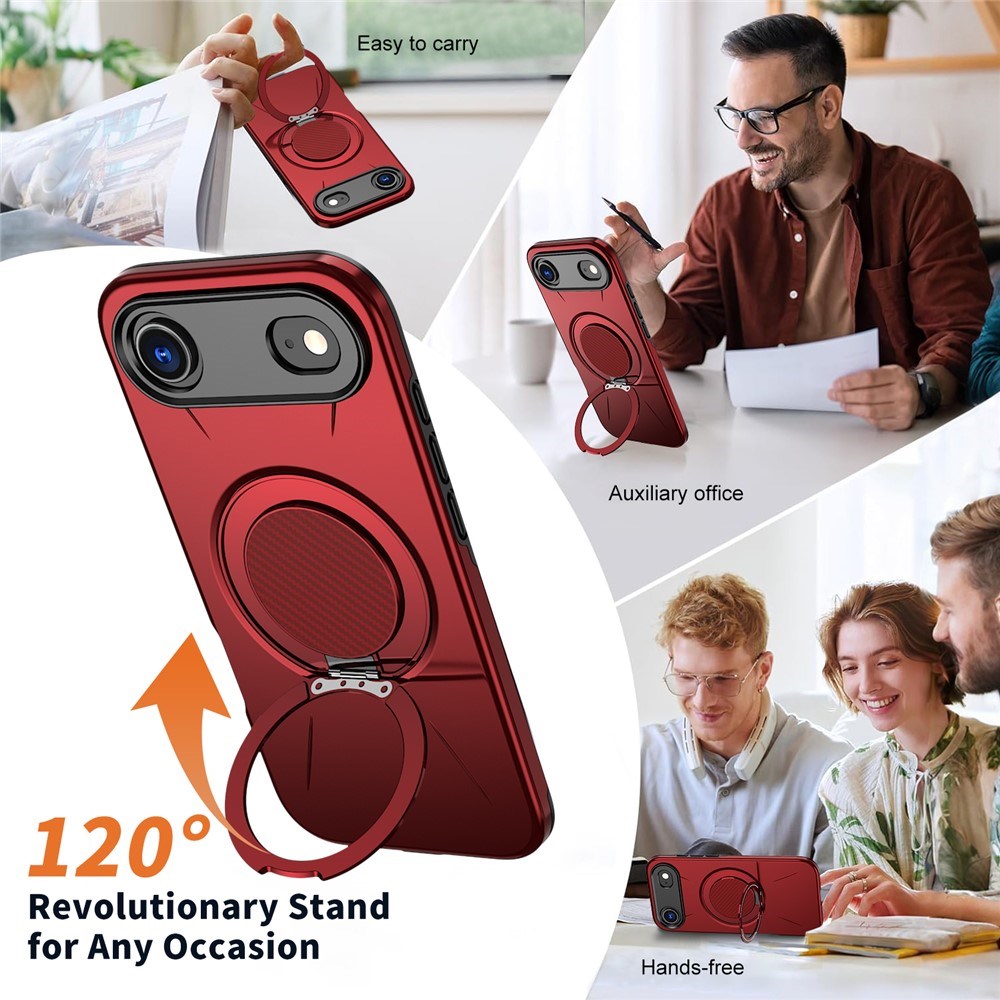 EIDERWOOD iPhone Air Deksel med Roterende Kickstand – Rød