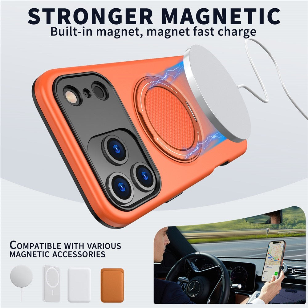 EIDERWOOD iPhone 17 Pro Deksel med Roterende Kickstand – Oransje