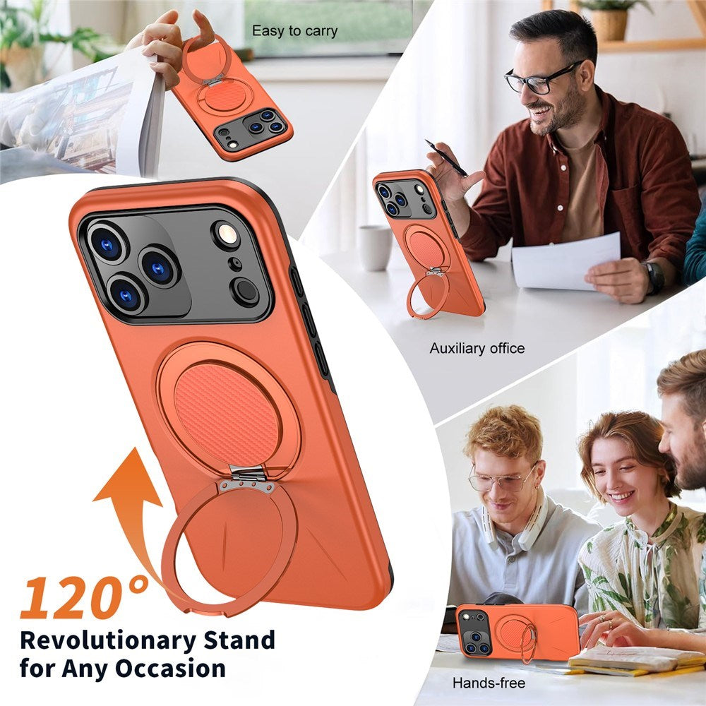 EIDERWOOD iPhone 17 Pro Deksel med Roterende Kickstand – Oransje