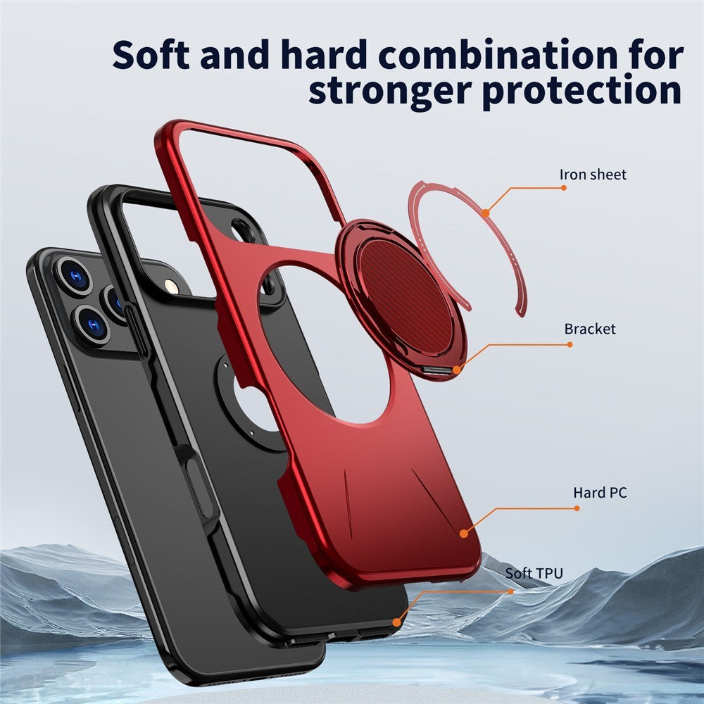 EIDERWOOD iPhone 17 Pro Deksel med Roterende Kickstand – Rød