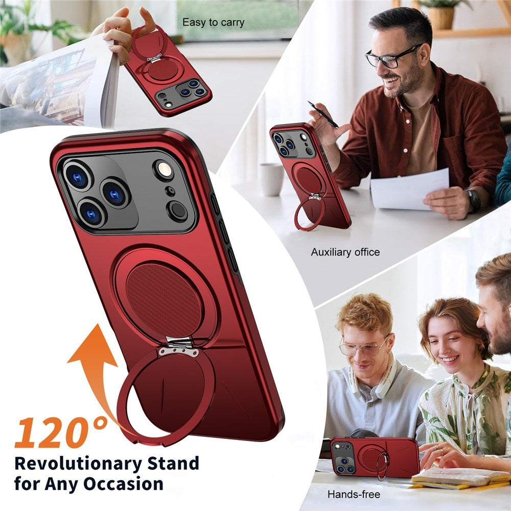 EIDERWOOD iPhone 17 Pro Deksel med Roterende Kickstand – Rød