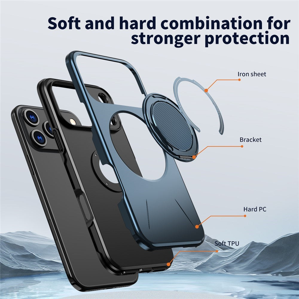 EIDERWOOD iPhone 17 Pro Deksel med Roterende Kickstand – Blå