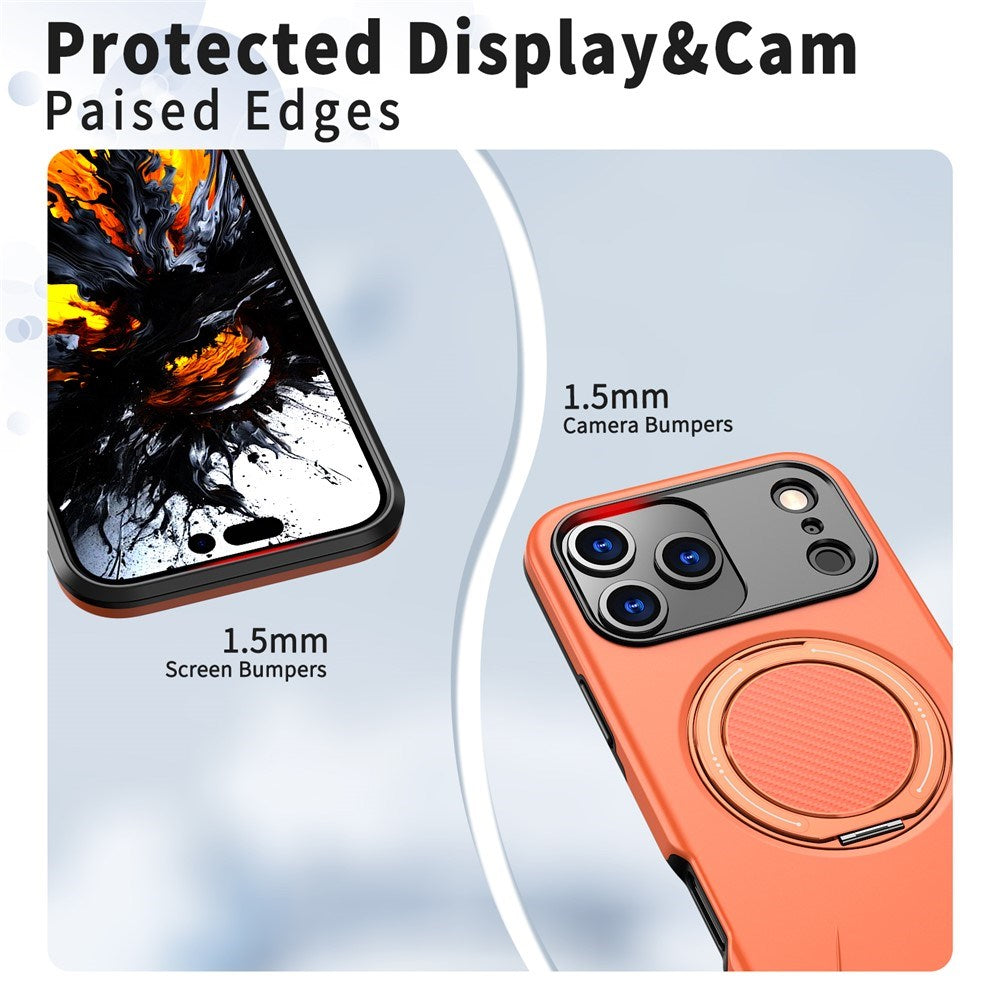 EIDERWOOD iPhone 17 Pro Max Deksel med Roterende Kickstand – Oransje