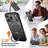 EIDERWOOD iPhone 17 Pro Max Deksel med Roterende Kickstand – Svart