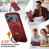 EIDERWOOD iPhone 17 Pro Max Deksel med Roterende Kickstand – Rød