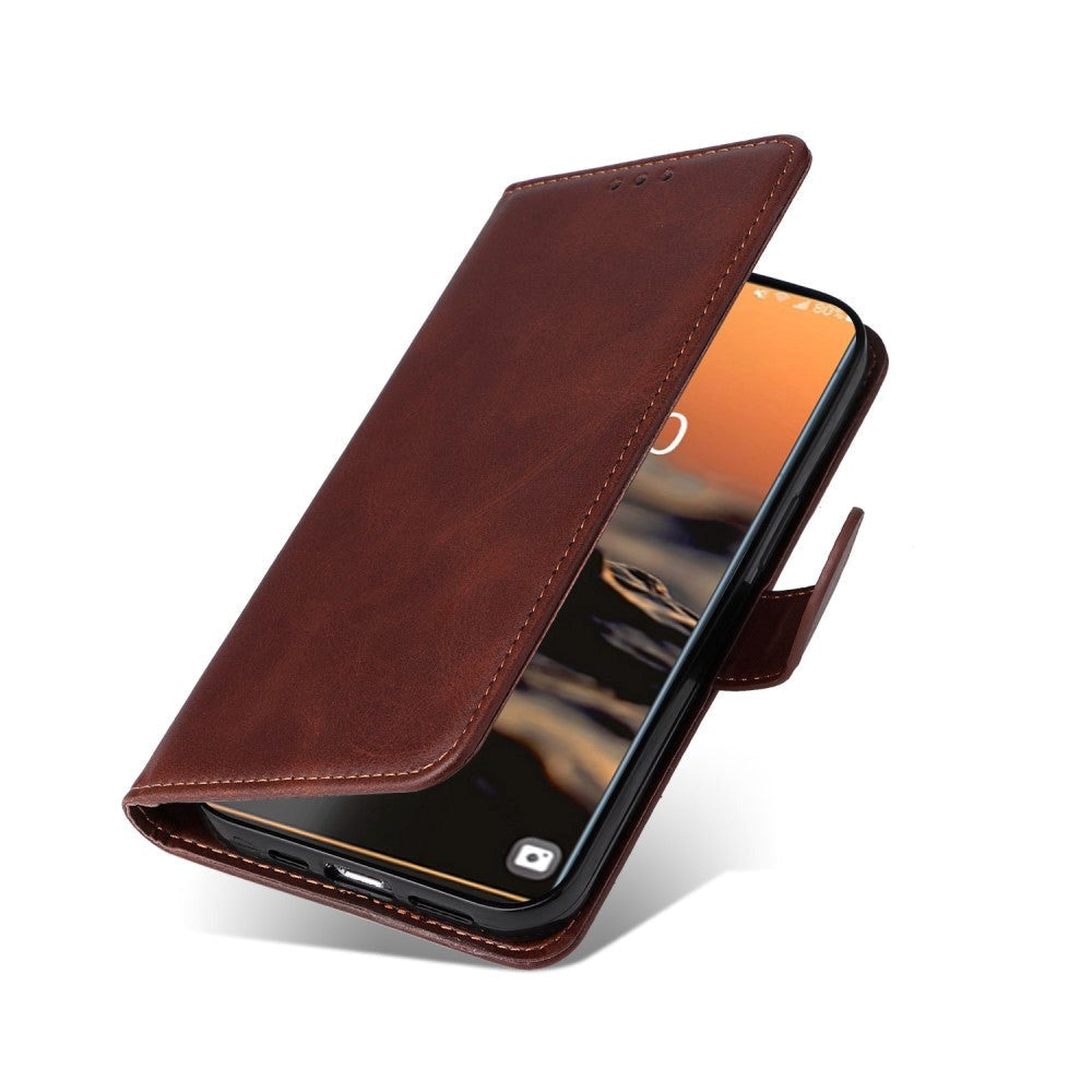 Samsung Galaxy S23 Ultra Flippdeksel i Skinn med Lommebok - Brun
