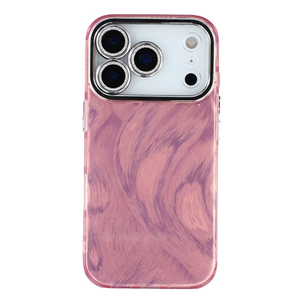 EIDERWOOD iPhone 17 Pro Hybrid Plast Deksel m. Innebygd Kameralinsebeskyttelse - Penselstrøkmønster / Rosa