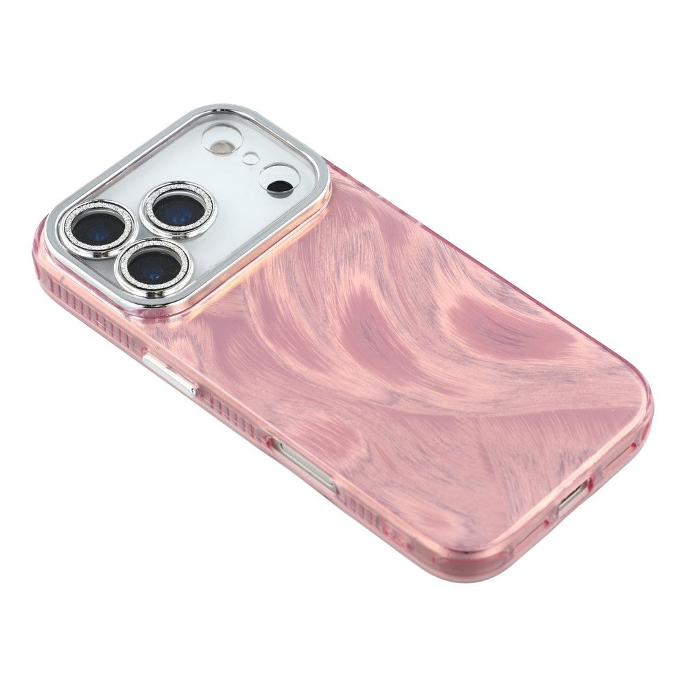 EIDERWOOD iPhone 17 Pro Hybrid Plast Deksel m. Innebygd Kameralinsebeskyttelse - Penselstrøkmønster / Rosa
