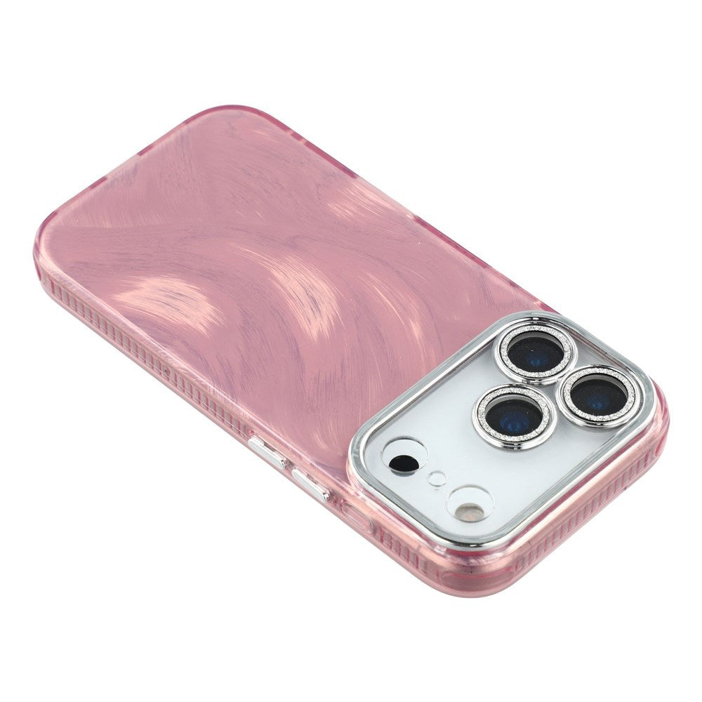 EIDERWOOD iPhone 17 Pro Hybrid Plast Deksel m. Innebygd Kameralinsebeskyttelse - Penselstrøkmønster / Rosa