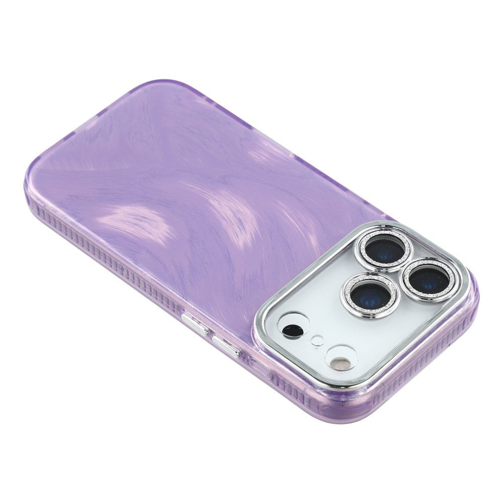 EIDERWOOD iPhone 17 Pro Hybrid Plast Deksel m. Innebygd Kameralinsebeskyttelse - Penselstrøkmønster / Lilla