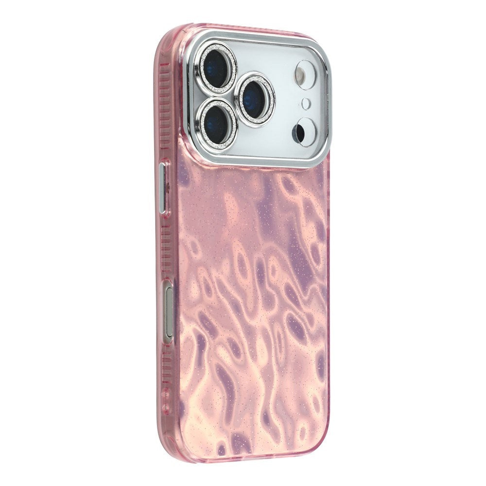 EIDERWOOD iPhone 17 Pro Hybrid Plast Deksel m. Innebygd Kameralinsebeskyttelse - Rynket Mønster / Rosa