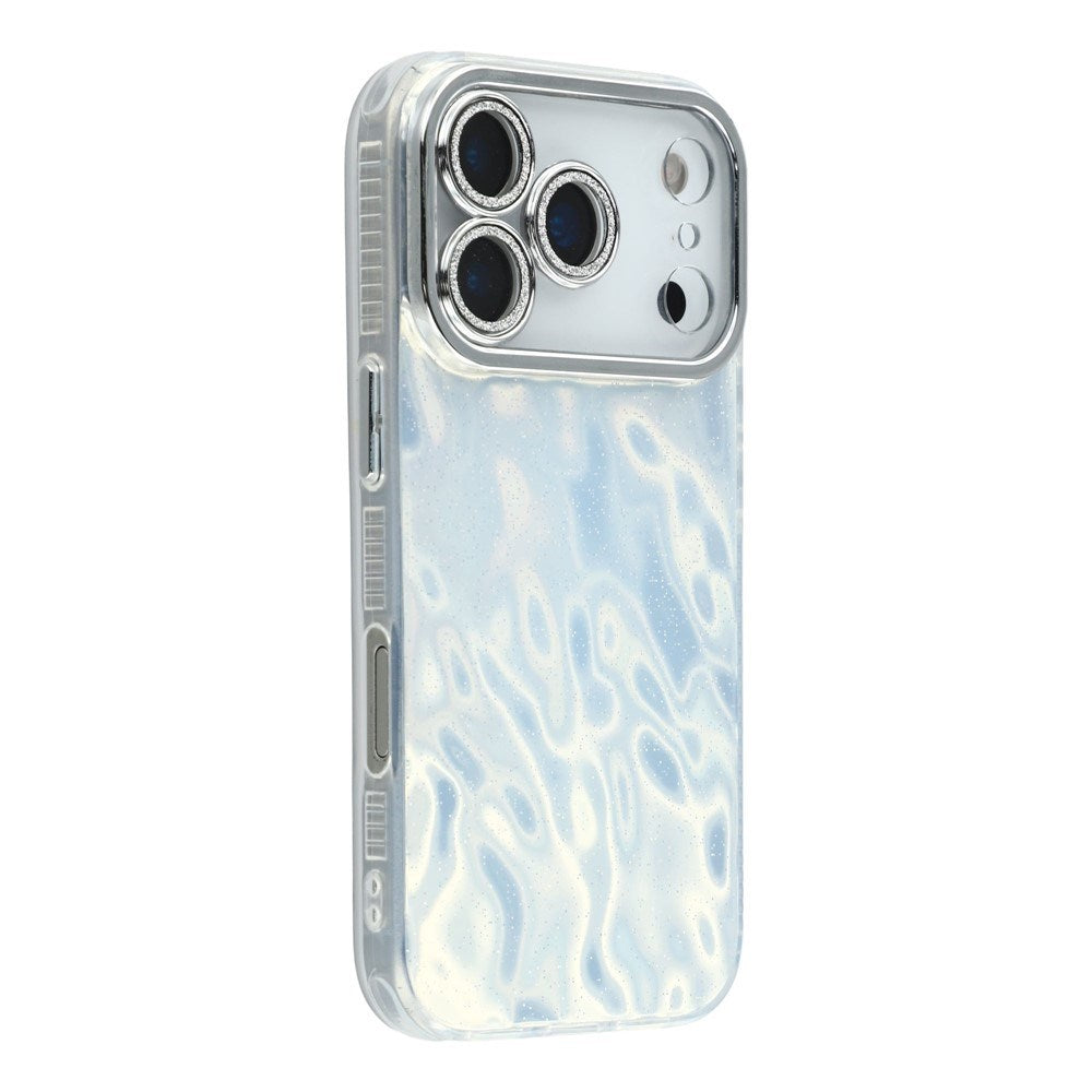 EIDERWOOD iPhone 17 Pro Hybrid Plast Deksel m. Innebygd Kameralinsebeskyttelse - Rynket Mønster / Sølv