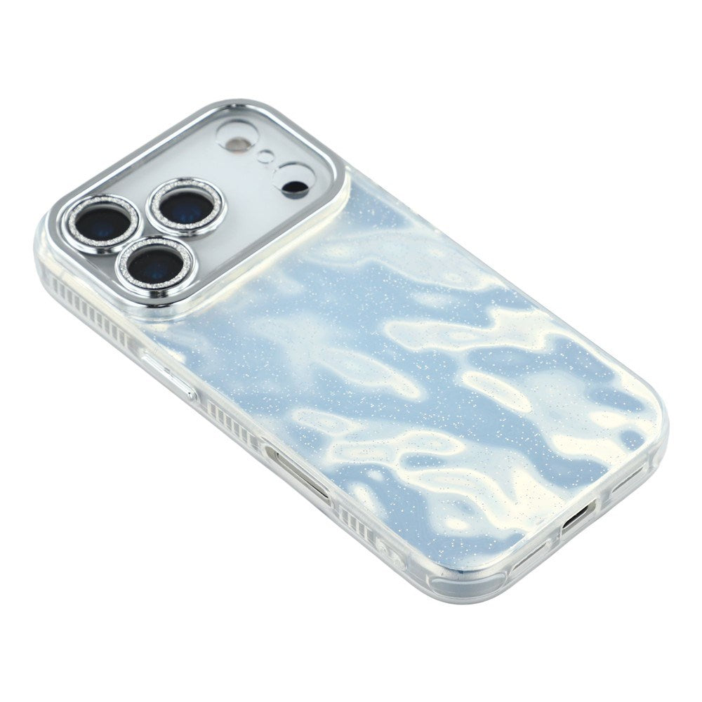 EIDERWOOD iPhone 17 Pro Hybrid Plast Deksel m. Innebygd Kameralinsebeskyttelse - Rynket Mønster / Sølv