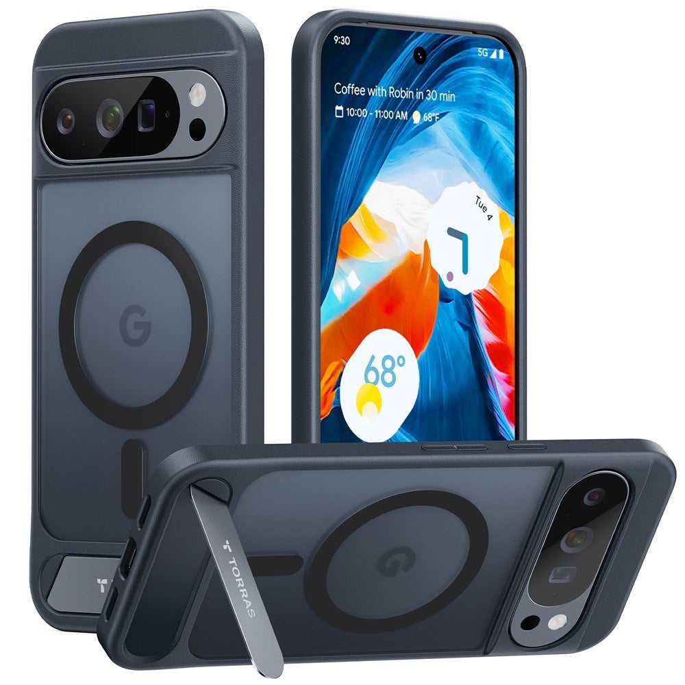 Google Pixel 10 Pro XL TORRAS Ostand L1 Hybrid Deksel m. Kickstand – MagSafe Kompatibel – Svart
