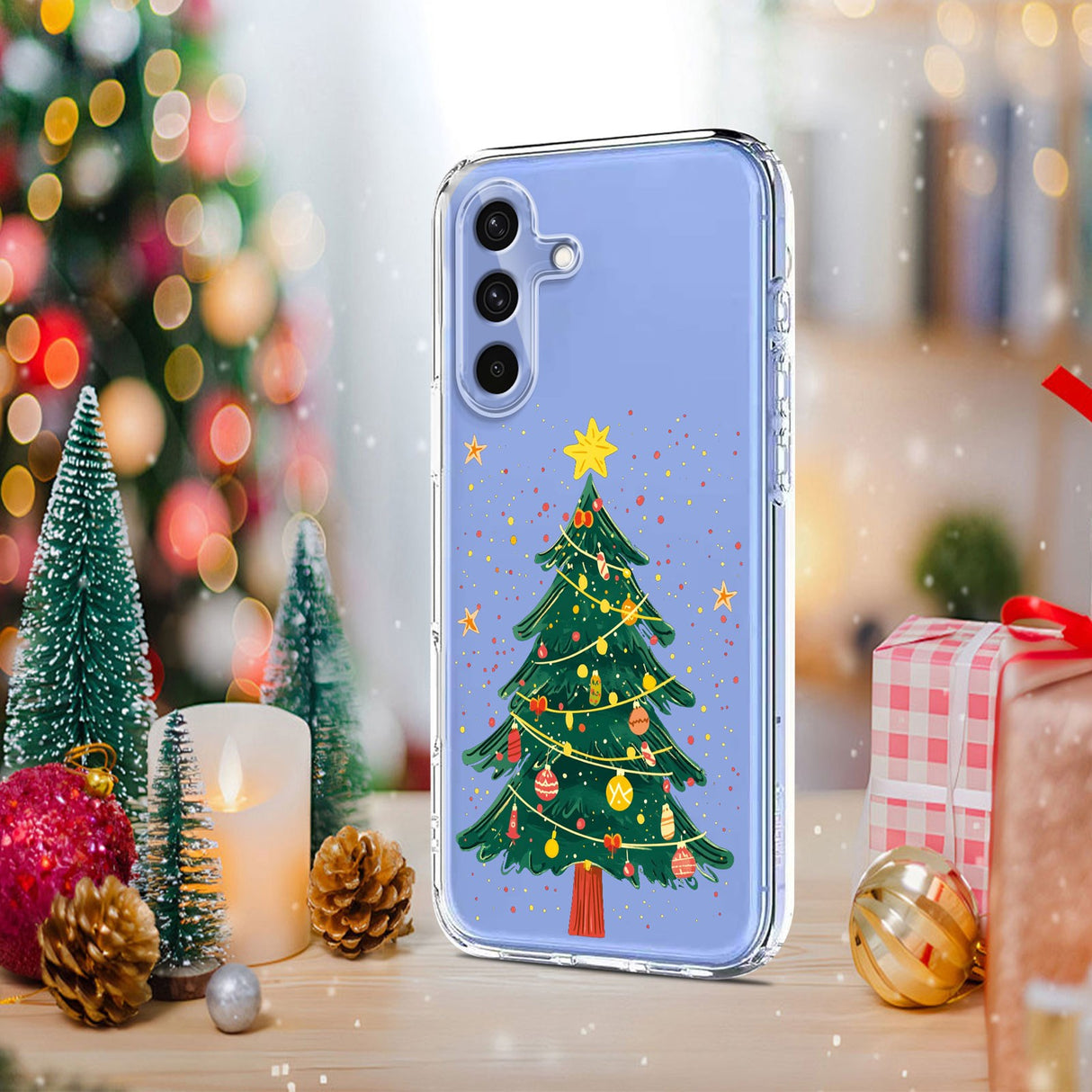 EIDERWOOD Samsung Galaxy A56 (5G) Fleksibelt Plast Juledeksel med Motiv - Gjennomsiktig / Juletre