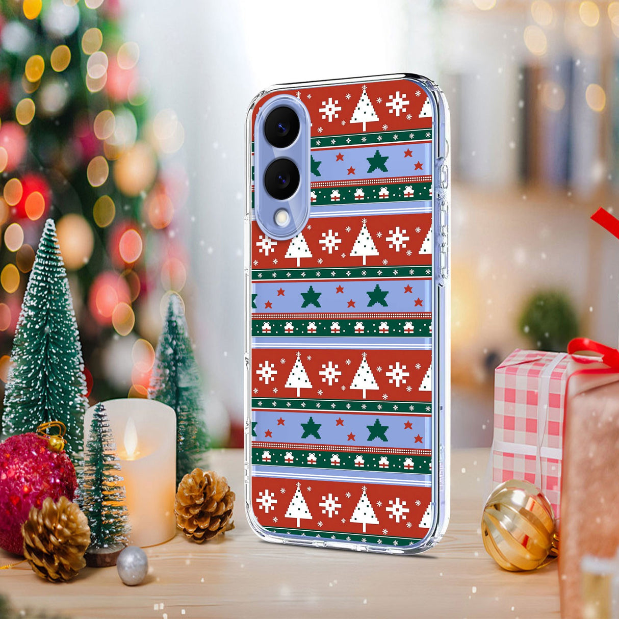 EIDERWOOD Samsung Galaxy S25 Edge Fleksibelt Plast Juledeksel med Motiv - Gjennomsiktig / Mønster