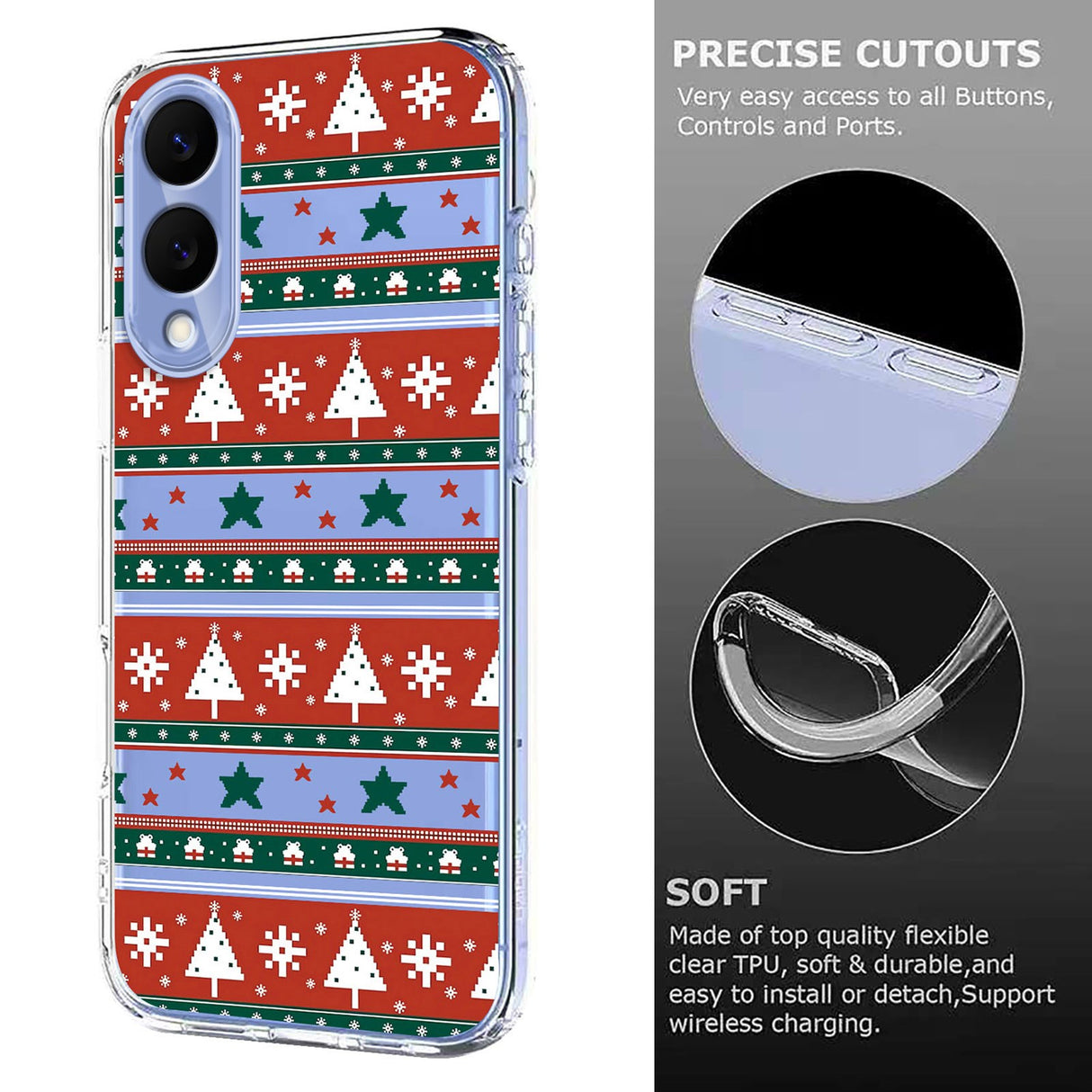 EIDERWOOD Samsung Galaxy S25 Edge Fleksibelt Plast Juledeksel med Motiv - Gjennomsiktig / Mønster
