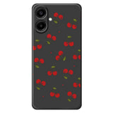 Samsung Galaxy A07 EIDERWOOD Fleksibelt Plast Deksel med Kirsebærtrykk - Svart