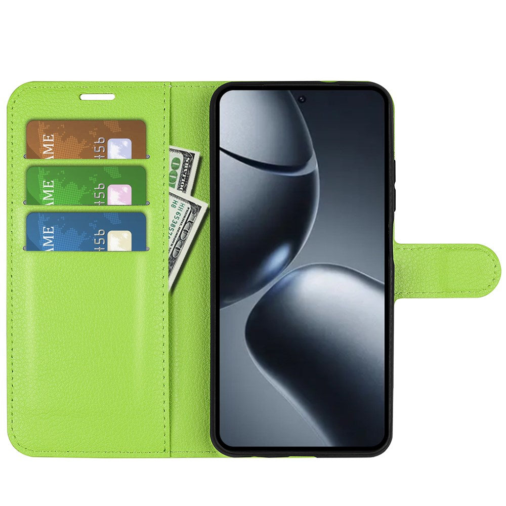 Xiaomi 15T Pro EIDERWOOD Kunstskinn Flip Deksel med Kortholder & Ståfunksjon - Grønn