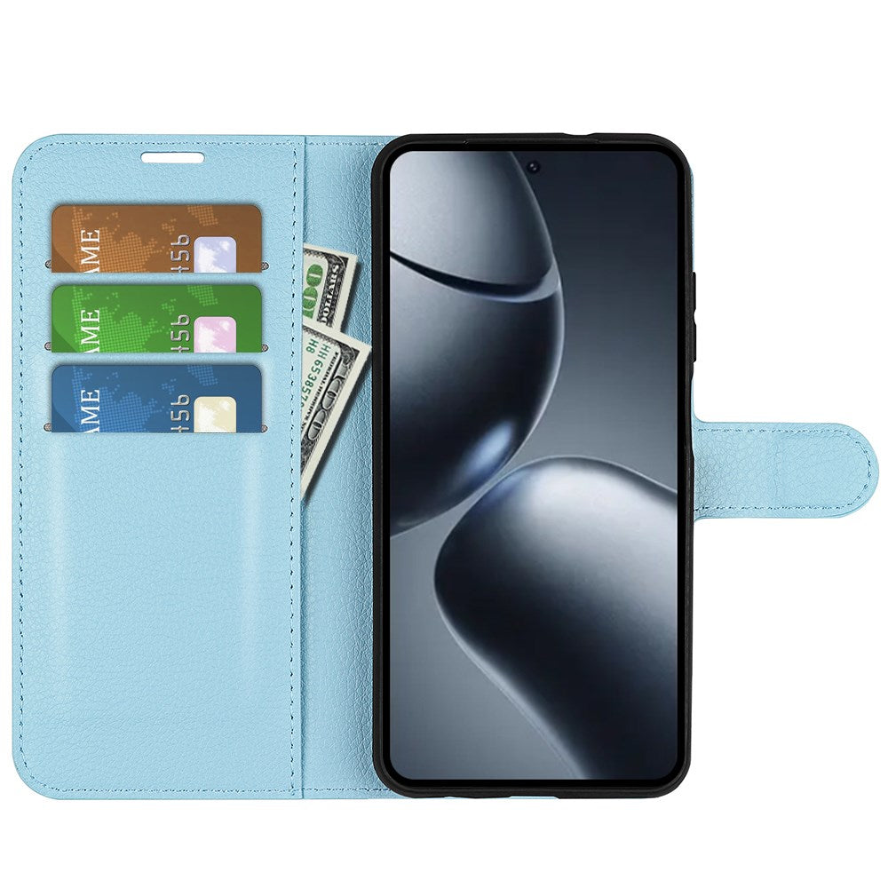 Xiaomi 15T Pro EIDERWOOD Kunstskinn Flip Deksel med Kortholder & Ståfunksjon - Blå