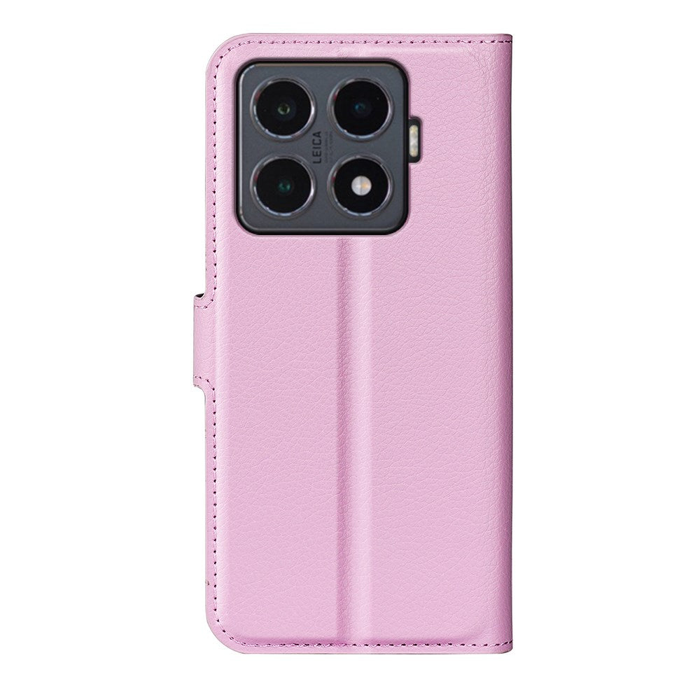Xiaomi 15T Pro EIDERWOOD Kunstskinn Flip Deksel med Kortholder & Ståfunksjon - Rosa