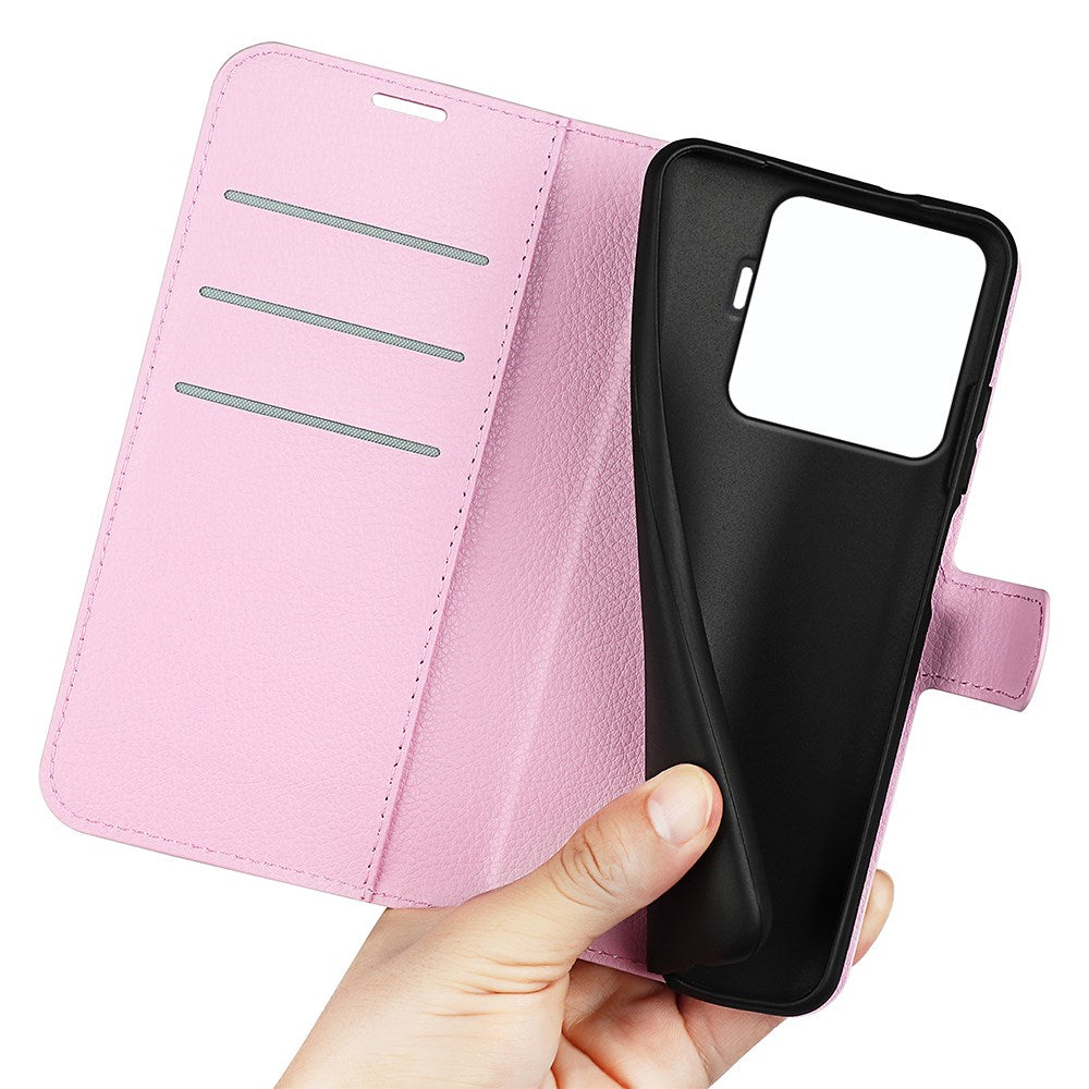 Xiaomi 15T Pro EIDERWOOD Kunstskinn Flip Deksel med Kortholder & Ståfunksjon - Rosa