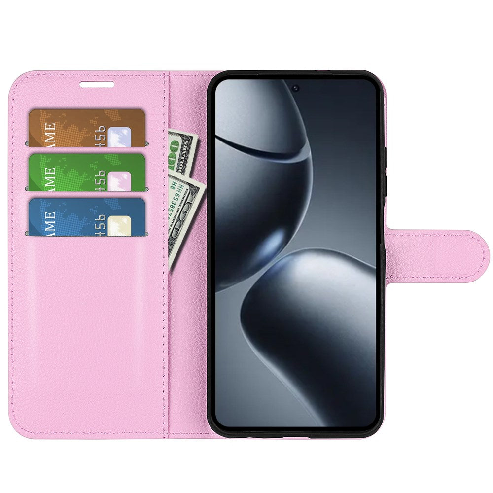 Xiaomi 15T Pro EIDERWOOD Kunstskinn Flip Deksel med Kortholder & Ståfunksjon - Rosa