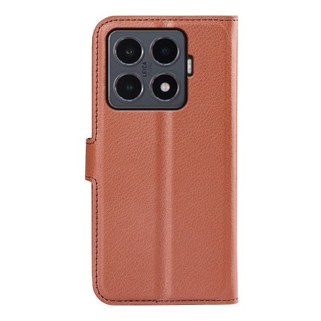 Xiaomi 15T Pro EIDERWOOD Kunstskinn Flip Deksel med Kortholder & Ståfunksjon - Brun