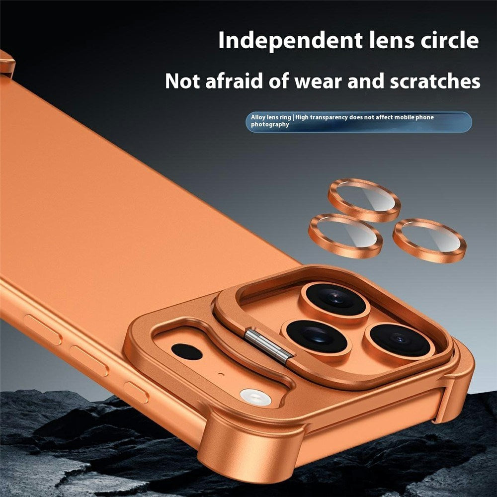 iPhone 17 Pro Todelt Metall Bumper Deksel m. Støttefunksjon & Linsebeskytter - Titanium