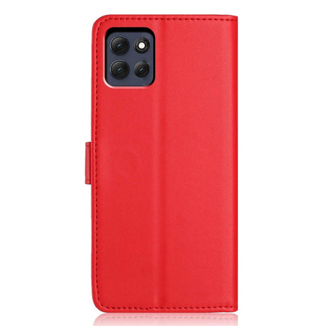 Motorola Moto G86 Power EIDERWOOD Kunstskinn Deksel med Stropp & Kortholder – Rød