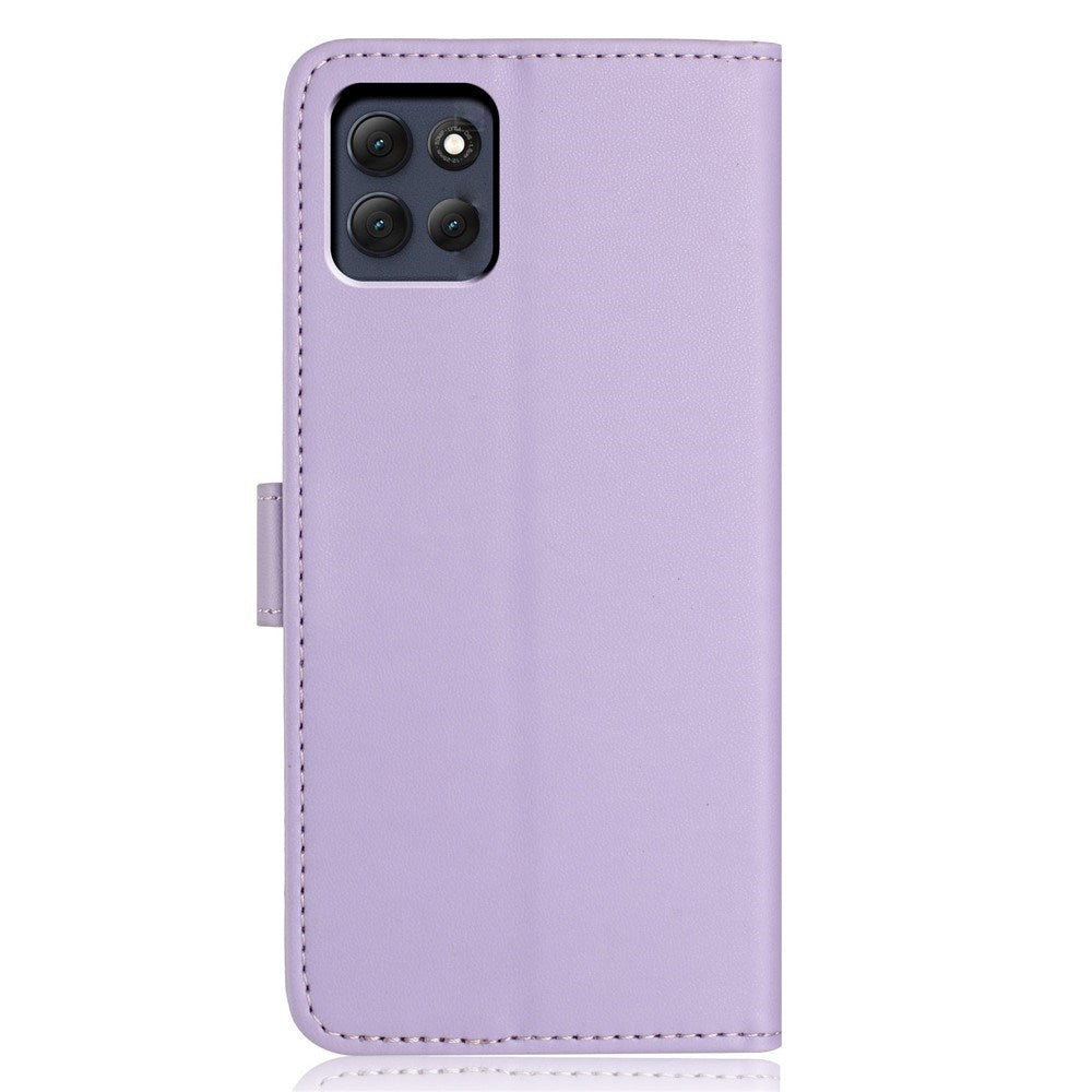 Motorola Moto G86 Power EIDERWOOD Kunstskinn Deksel med Stropp & Kortholder – Lilla
