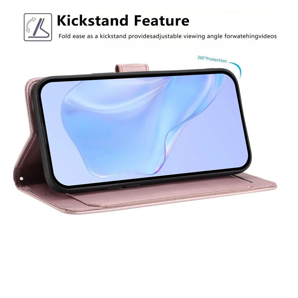 Motorola Moto G86 Power EIDERWOOD Kunstskinn Deksel med Stropp & Kortholder – Rose Gold