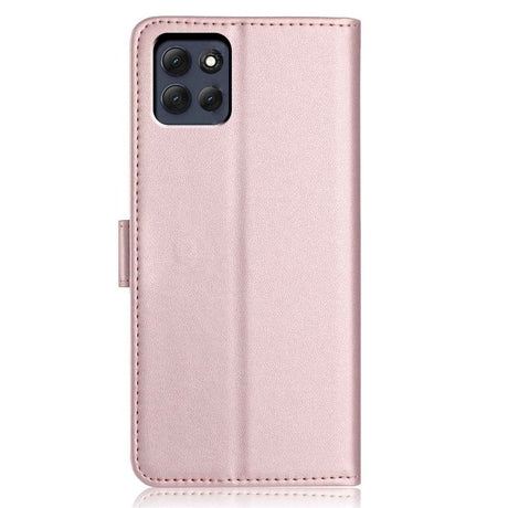 Motorola Moto G86 Power EIDERWOOD Kunstskinn Deksel med Stropp & Kortholder – Rose Gold