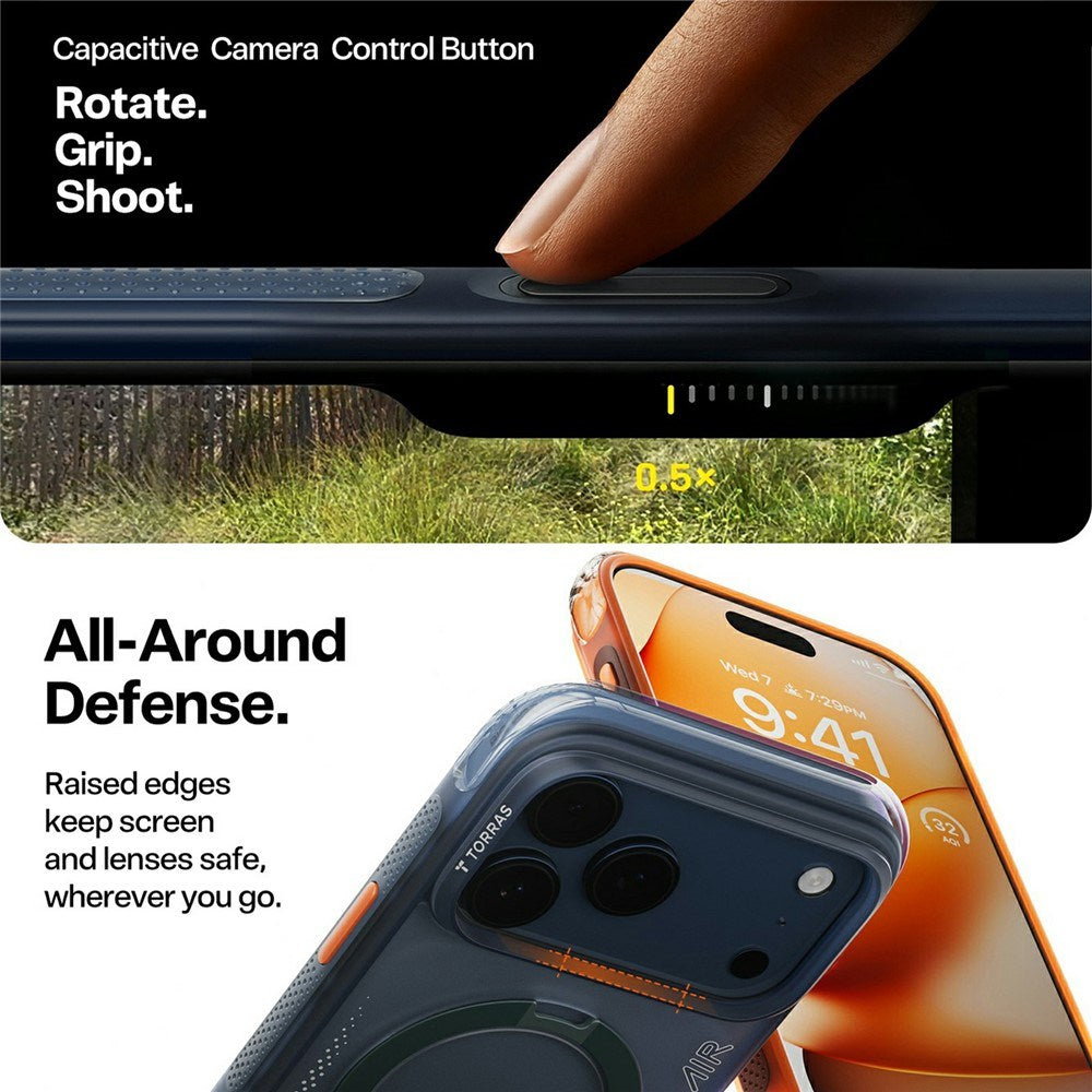 iPhone 17 Pro Max TORRAS Ostand Q3 Air Deksel med Kickstand - MagSafe Kompatibel - Blå