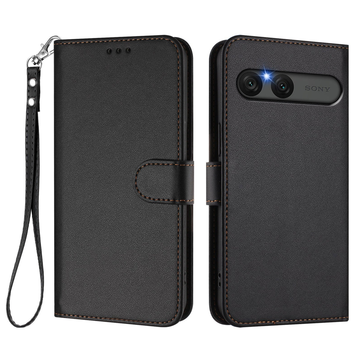 EIDERWOOD Sony Xperia 10 VII Kunstskinn Flip Deksel m. Kortholder & Stropp - Svart