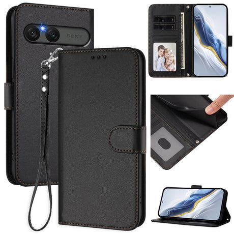 EIDERWOOD Sony Xperia 10 VII Kunstskinn Flip Deksel m. Kortholder & Stropp - Svart