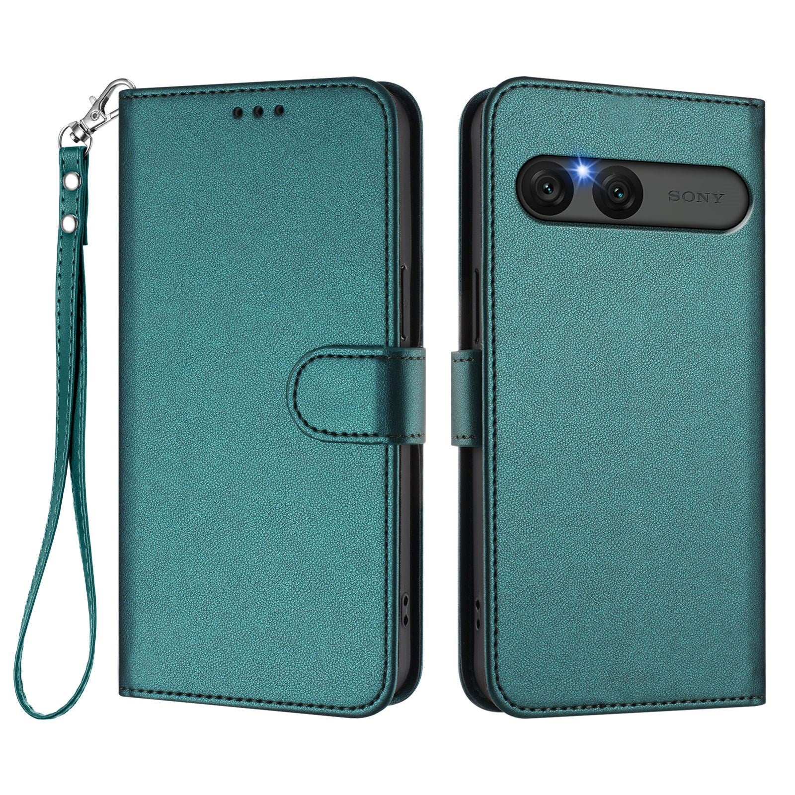 EIDERWOOD Sony Xperia 10 VII Kunstskinn Flip Deksel m. Kortholder & Stropp - Grønn