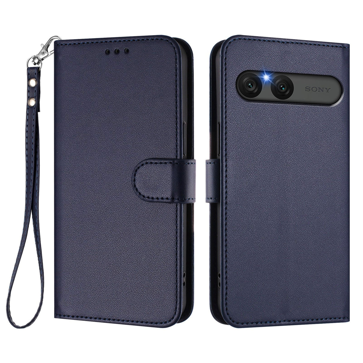 EIDERWOOD Sony Xperia 10 VII Kunstskinn Flip Deksel m. Kortholder & Stropp - Mørkblå