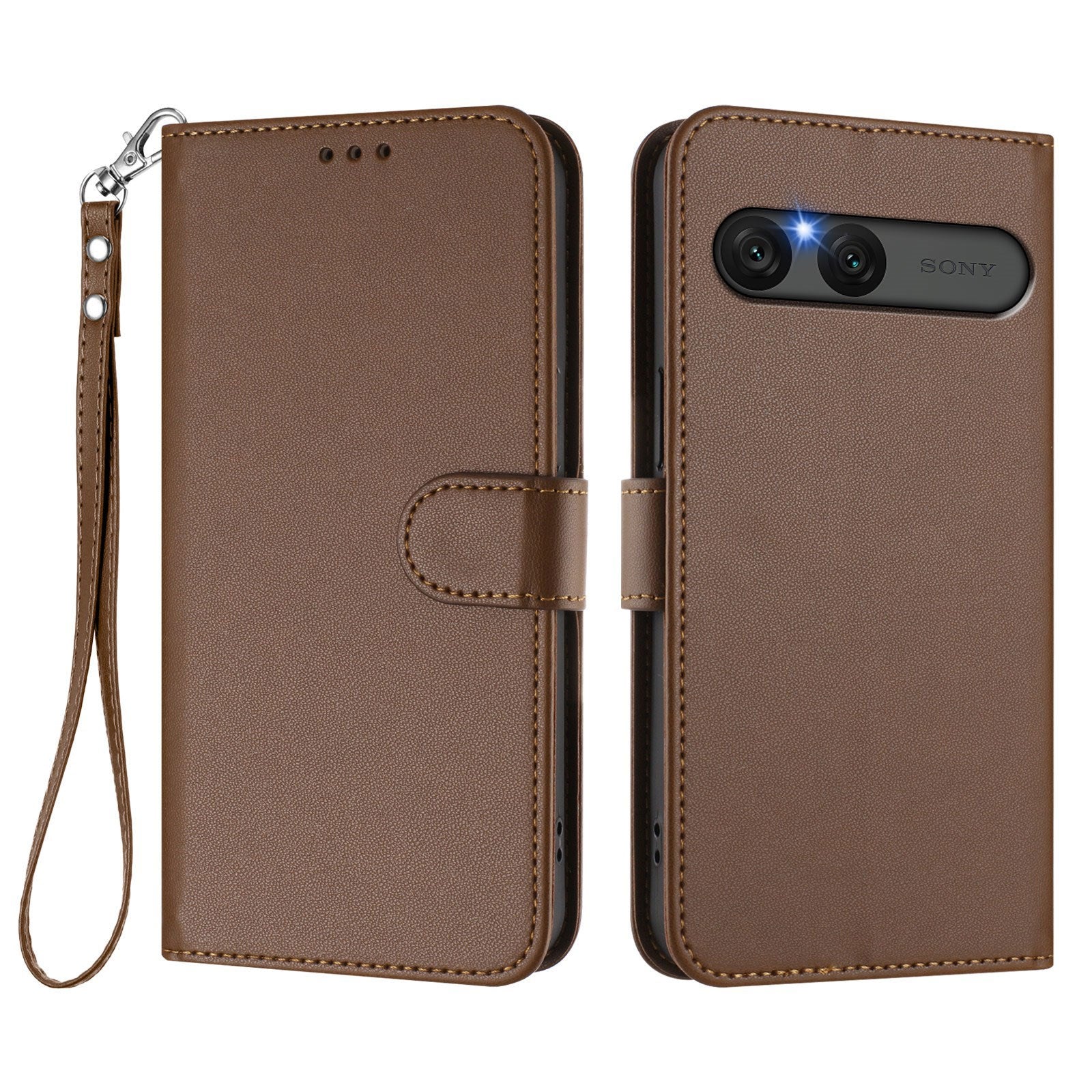 EIDERWOOD Sony Xperia 10 VII Kunstskinn Flip Deksel m. Kortholder & Stropp - Brun