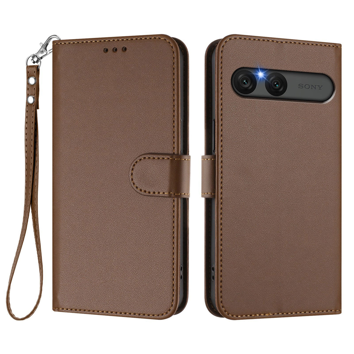 EIDERWOOD Sony Xperia 10 VII Kunstskinn Flip Deksel m. Kortholder & Stropp - Brun