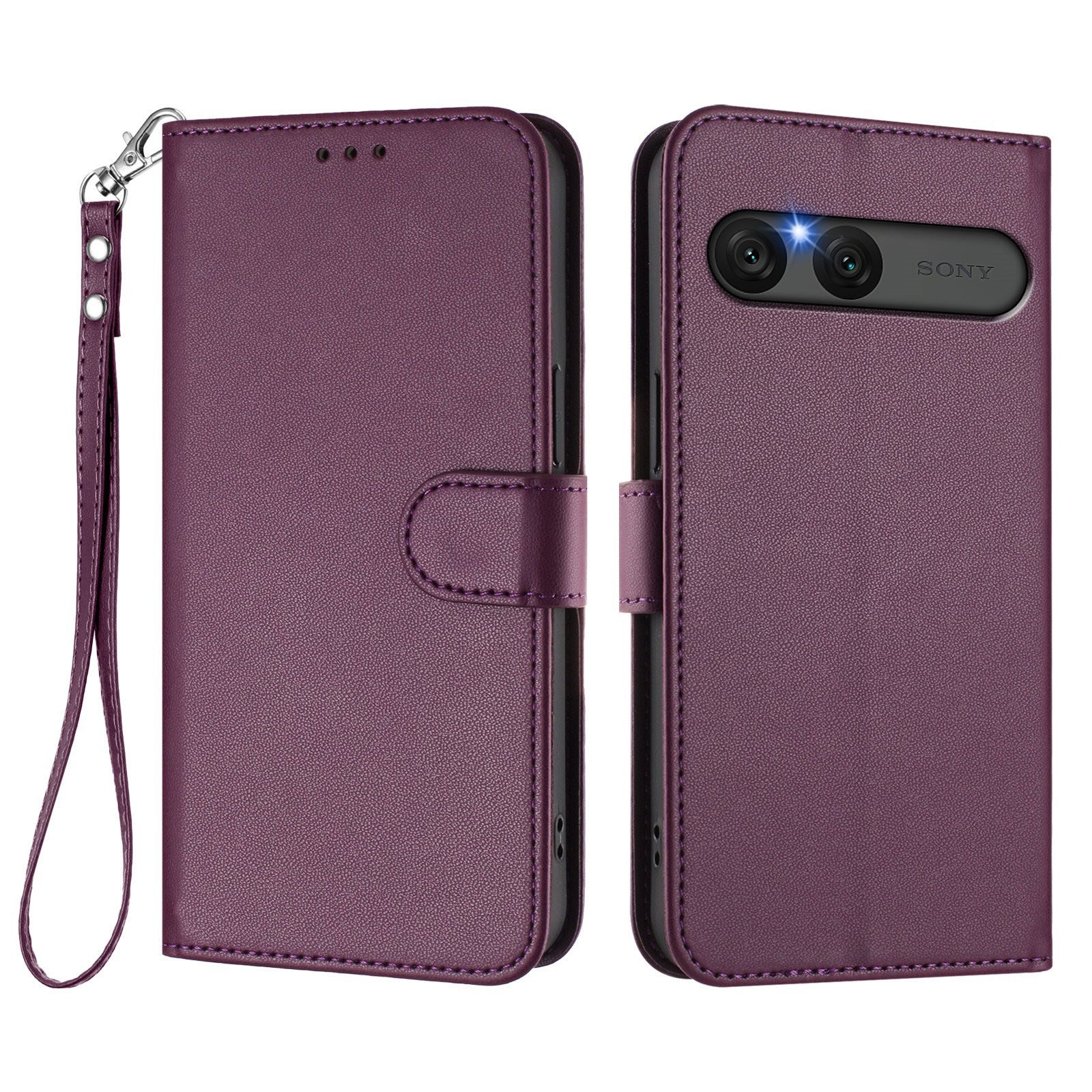 EIDERWOOD Sony Xperia 10 VII Kunstskinn Flip Deksel m. Kortholder & Stropp - Lilla