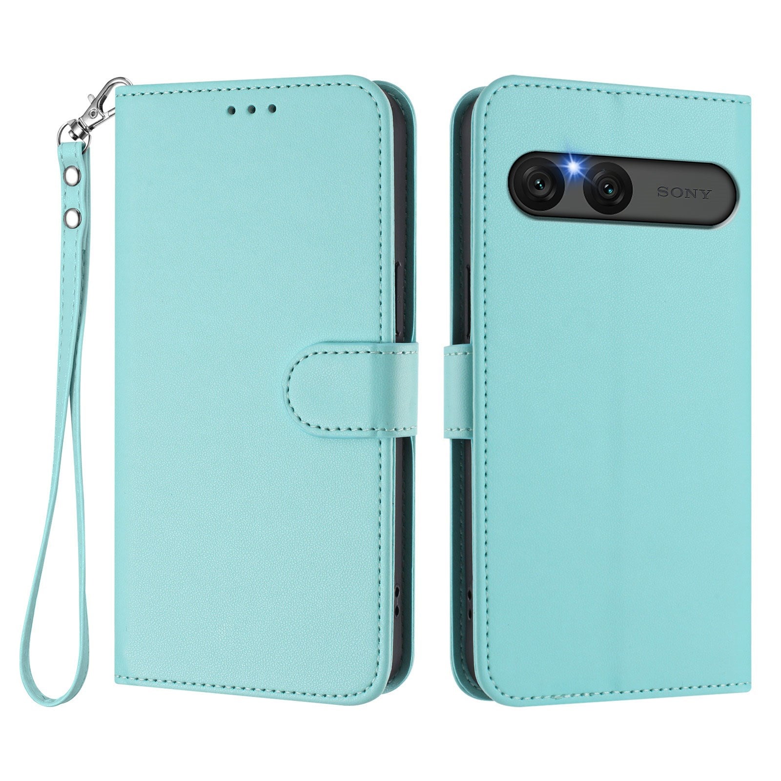 EIDERWOOD Sony Xperia 10 VII Kunstskinn Flip Deksel m. Kortholder & Stropp - Lysblå