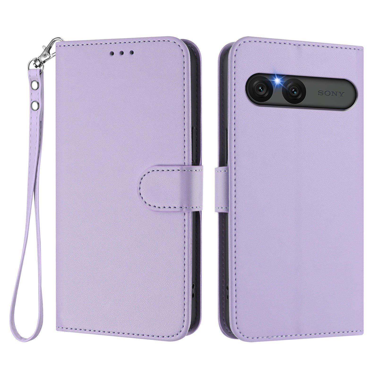 EIDERWOOD Sony Xperia 10 VII Kunstskinn Flip Deksel m. Kortholder & Stropp - Lyslilla