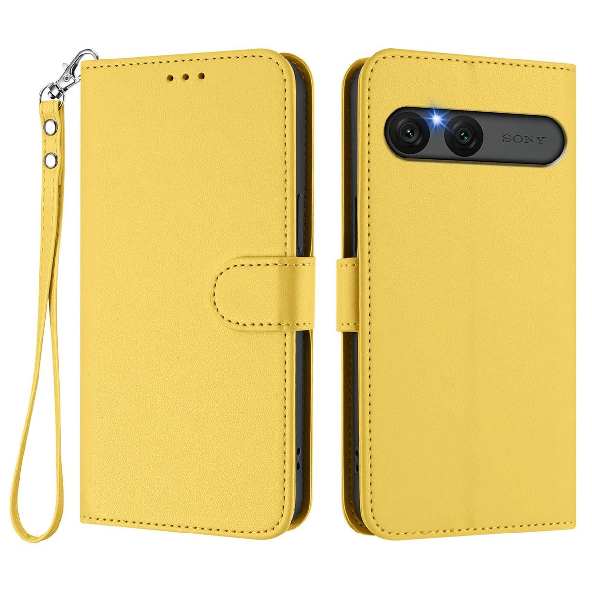 EIDERWOOD Sony Xperia 10 VII Kunstskinn Flip Deksel m. Kortholder & Stropp - Gul