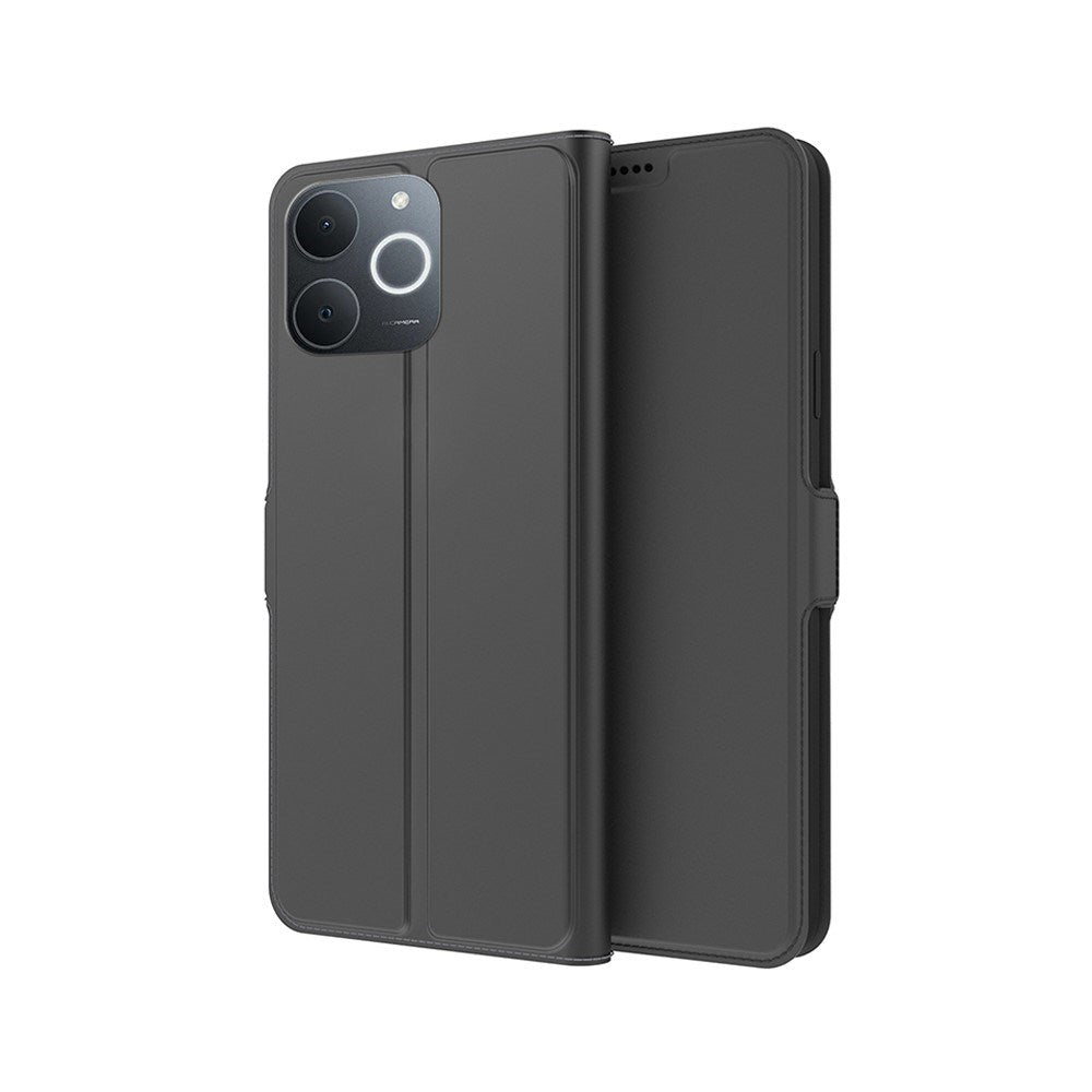 Realme Note 70T EIDERWOOD Kunstskinn Flip Deksel m. Korthållare & Stativfunksjon - Svart