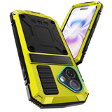 iPhone 17 R-JUST Hybrid Robust Deksel m. Innebygd Skjermbeskyttelse & Kickstand - Gul