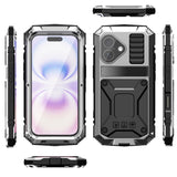 iPhone 17 R-JUST Hybrid Robust Deksel m. Innebygd Skjermbeskyttelse & Kickstand - Sølv