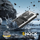 iPhone 17 R-JUST Hybrid Robust Deksel m. Innebygd Skjermbeskyttelse & Kickstand - Sølv
